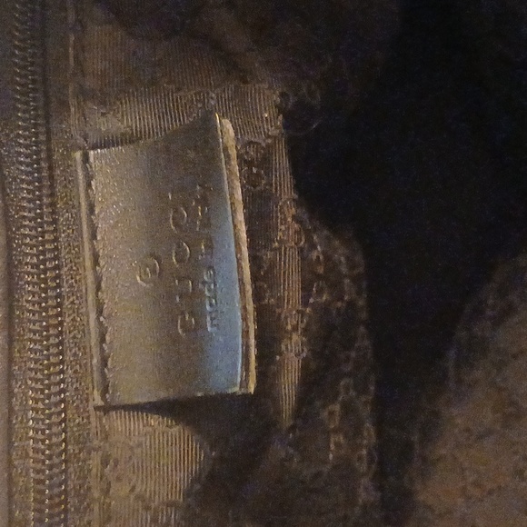 Authenti Gucci Web Sherry Line Shoulder Tote Bag Dark Gray And Black Canvas - Picture 14 of 15